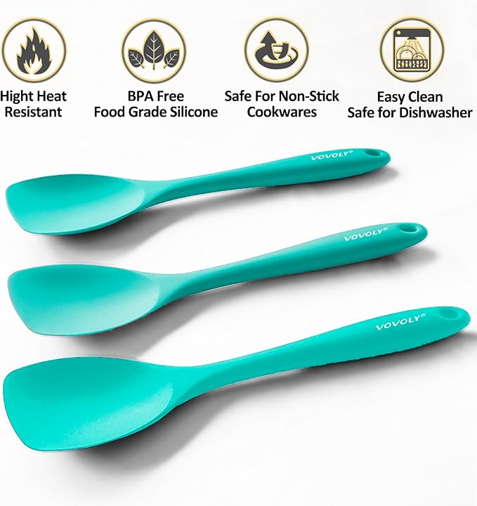 Upgrade Silicone Spatula Spoon Set, VOVOLY Heat Resistant Rubber Spoonula - Image 2