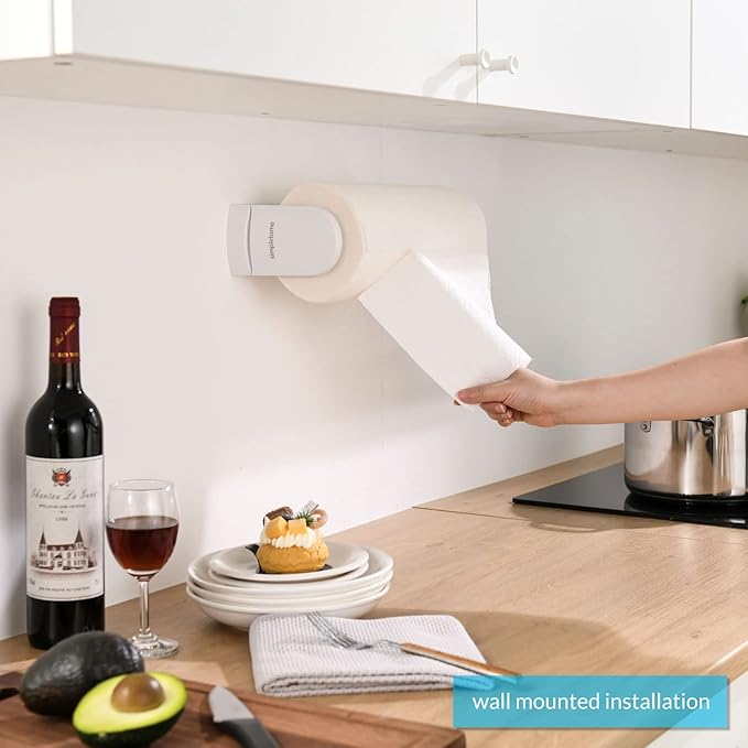 simpletome ONE Hand Tear Paper Towel Holder Under Cabinet Adhesive or Drilling - Image 5