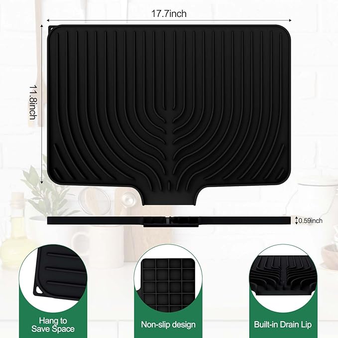 GUUKIN Silicone Dish Drying Mat, 17.7" x 11.8 " Drying Matt Kitchen Counter - Image 2