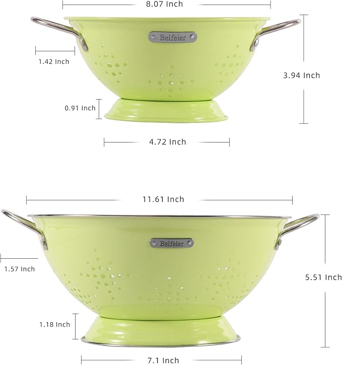 Metal Colander 2 Pack, Strainer Bowel - Image 2