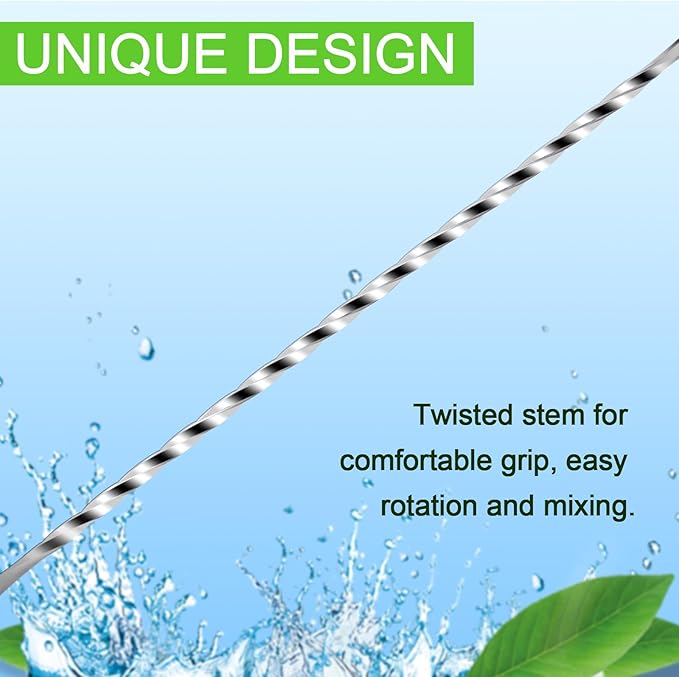 BRIOUT 2 Pcs Bar Spoon, 12 Inches Long Handle Drink Stirrer, Stainless Steel - Image 4
