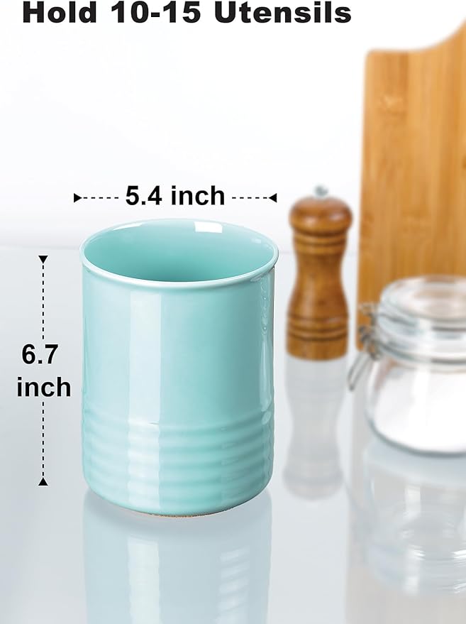 ABRUTY Utensil Holder, 6.7" Ceramic Kitchen Utensil Crock - Image 2