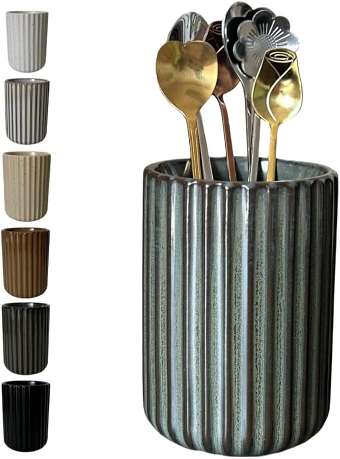 TOPYOKK Stoneware Coffee Bar Utensil Holder Tea & Coffee Spoon & Stirrer Holder by TOPYOKK
