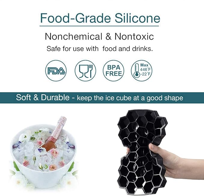 Jisile Ice Cube Trays for Freezer, Hexagonal Ice Tray - Image 2