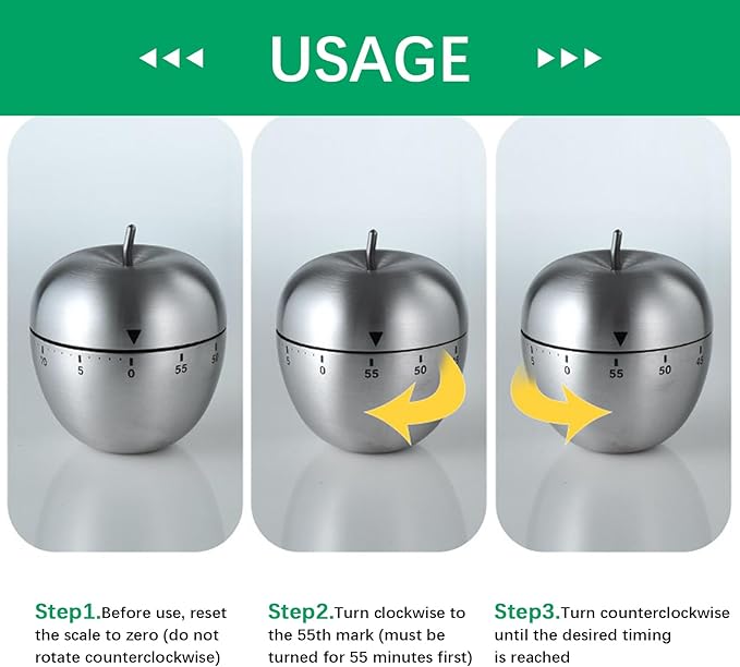 Mechanical Kitchen Timer, Cute Wind Up 60-Minute Manual Countdown - Image 3