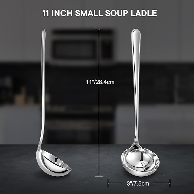 KEAWELL Premium 11" Verona Small Soup Ladle, 18/10 Stainless Steel, Heavy-Duty - Image 2