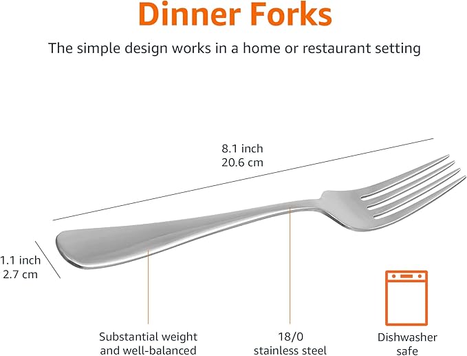 Amazon Basics Stainless Steel Dinner Forks - Image 5
