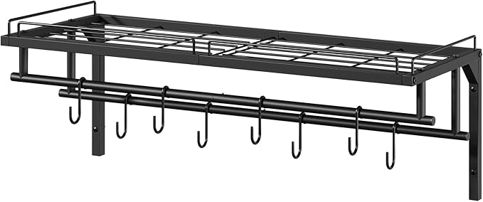 CHOEZON Hanging Pot Rack, Wall-Mounted Pot Rack, Kitchen Cookware Organizer - Image 9