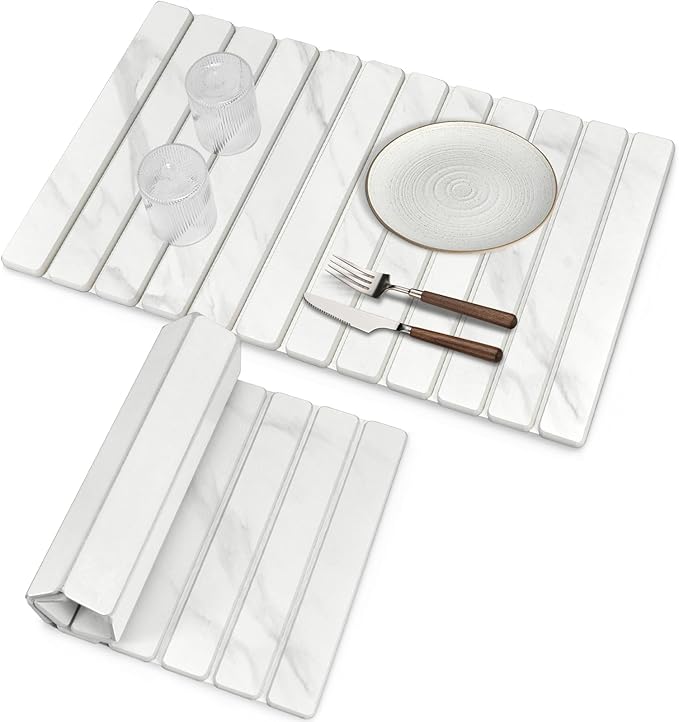 Large Stone Dish Drying Mats for Kitchen Counter, Fast Drying Collapsible Dish by tdcokhe