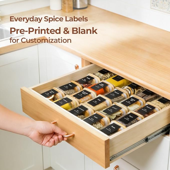 ComSaf 12Pcs Spice Jars with Labels, Glass Jar with Bamboo Lid, 4oz Airtight - Image 8