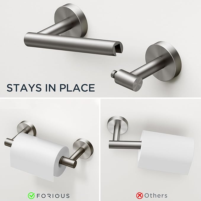 FORIOUS Toilet Paper Holder Wall Mount, SUS304 Stainless Steel Double Post - Image 3