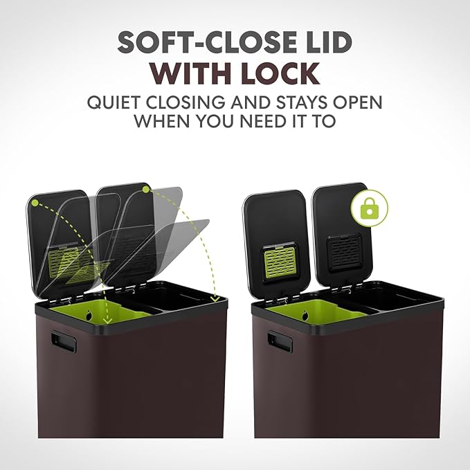 Simpli-Magic 60 Liter / 16 Gallon Rectangular Hands-Free Dual Compartment - Image 4