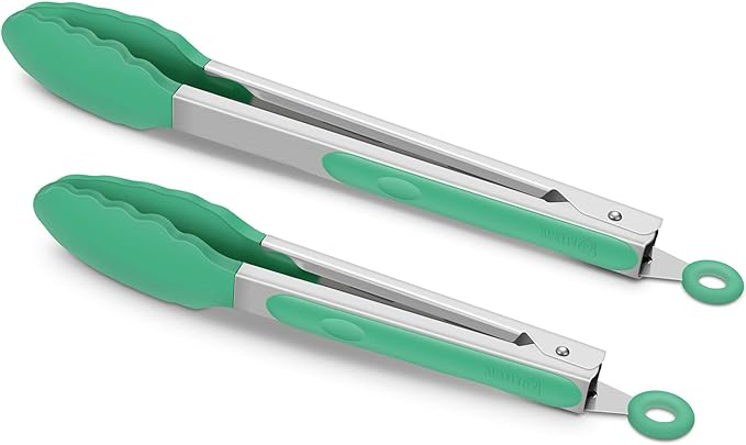 2 Pack Silicone Kitchen Tongs – 9" & 12" Set, Heat Resistant up to 500°F by ALLWIN-HOUSEWARE