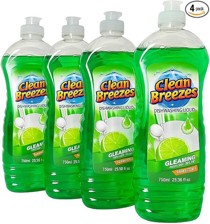 Dishwashing Liquid Dish Soap, 25 fl oz (Pack of 4) – Refreshing Lime Scent, Grease-Fighting Formula, Long-Lasting Dishwashing Soap, Dish Liquid, Dishwashing soap for sensitive skin