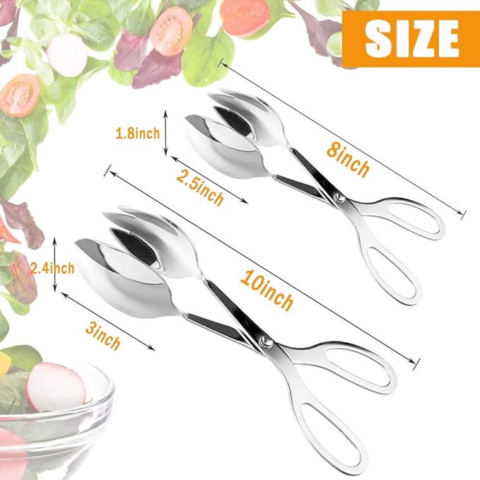 2 PACK Buffet Tongs, Stainless Steel Salad Tongs, Serving Tongs - Image 4