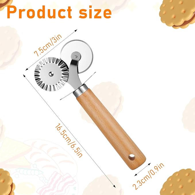 Oruola Pastry Cutter for Baking, Double Fluted Pastry Cutter Wheel, - Image 2