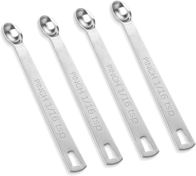 4 PCS 1/16 Teaspoon Single Measuring Spoon, Stainless Steel 1/16 Tsp Small by KALIONE