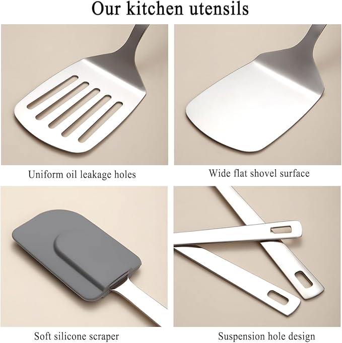 Berglander Stainless Steel Spatulas Set 3pcs, Metal Spatula - Image 5