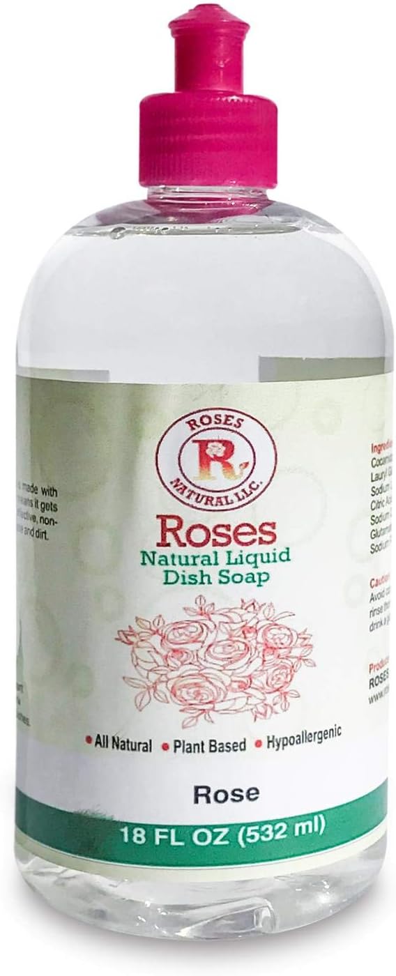 Natural Dish Soap - Rose 18oz