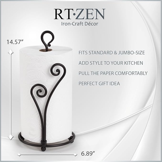 RTZEN Matte Black Paper Towel Holder Countertop - Image 5