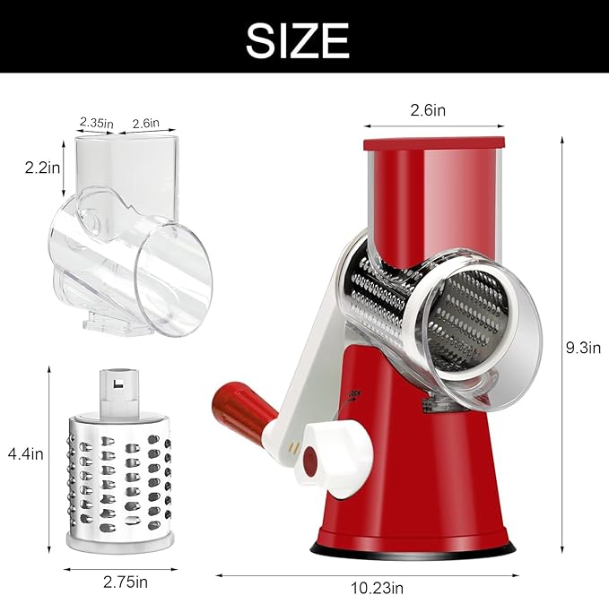 Cambom Rotary Cheese Grater Hand Crank Cheese Shredder - Image 5