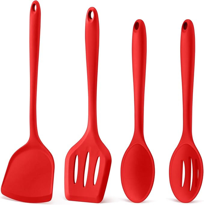 P&P CHEF Kitchen Utensil Set, 4 Pieces Non-stick Silicone Cooking Utensils by PPCHEF