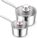 E-far Triply Stainless Steel Saucepan Set, 1Qt & 3 Qt Sauce Pan Pot by E-far