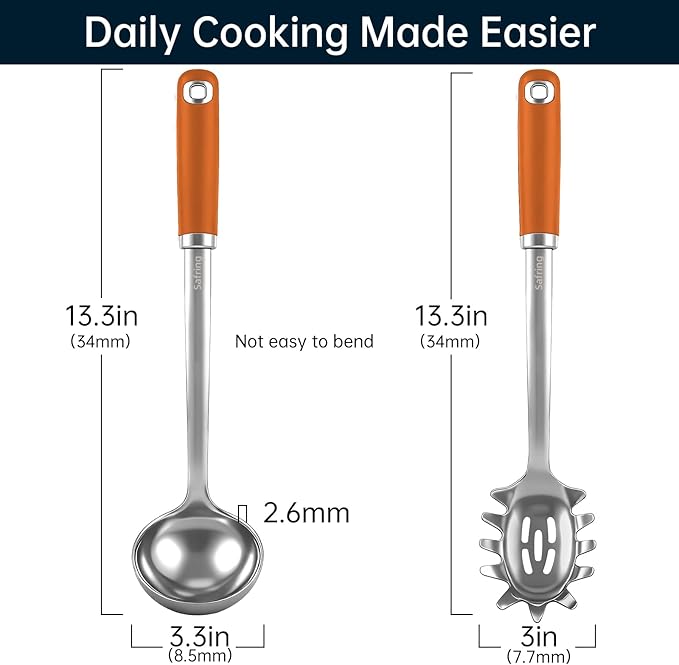 Safring Stainless Steel Soup Ladle and Spaghetti Spoon Set, Heat Resistant - Image 2