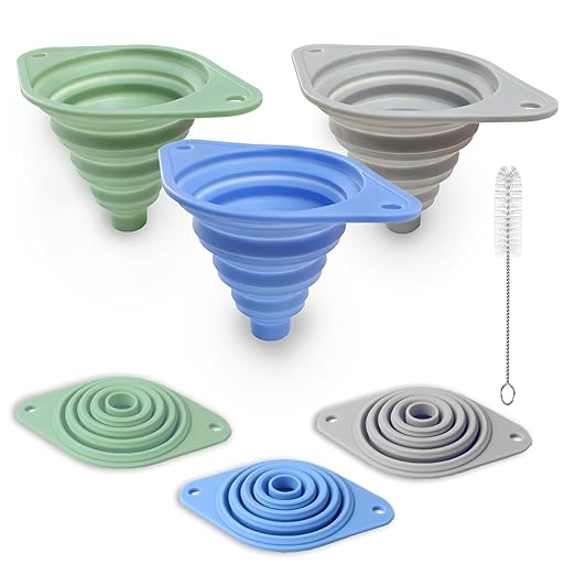 Kitchen Funnel Set 3 Pack, Collapsible Silicone Funnel by Unknown
