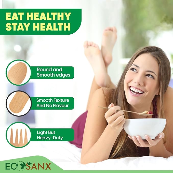 ECOSANX® 300 PCs Wooden spoons for eating, 6.5" Splinter Free small disposable - Image 6