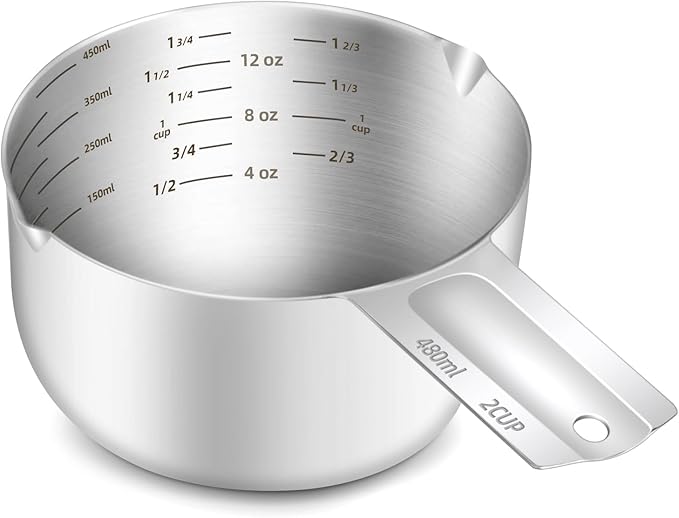 1PCS 2Cup Single Measuring Cup, Etched Inner Scale Stainless Steel Measure Scoop by BERYLER