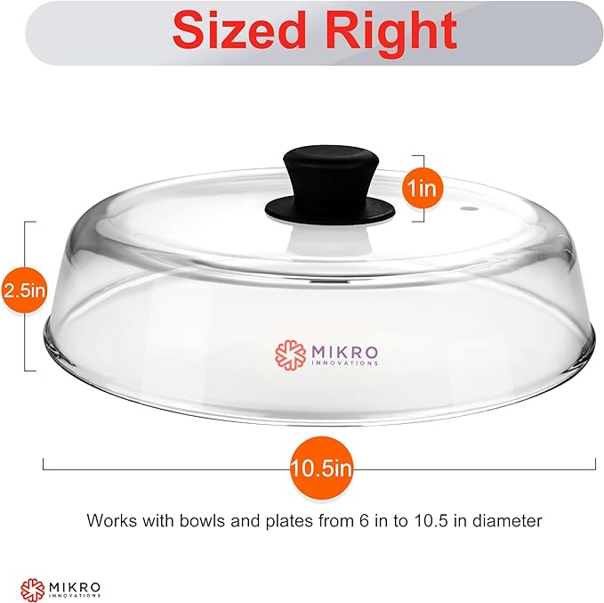 Mikro Innovations 10.5-Inch Glass Microwave Splatter Cover – Borosilicate Glass - Image 3