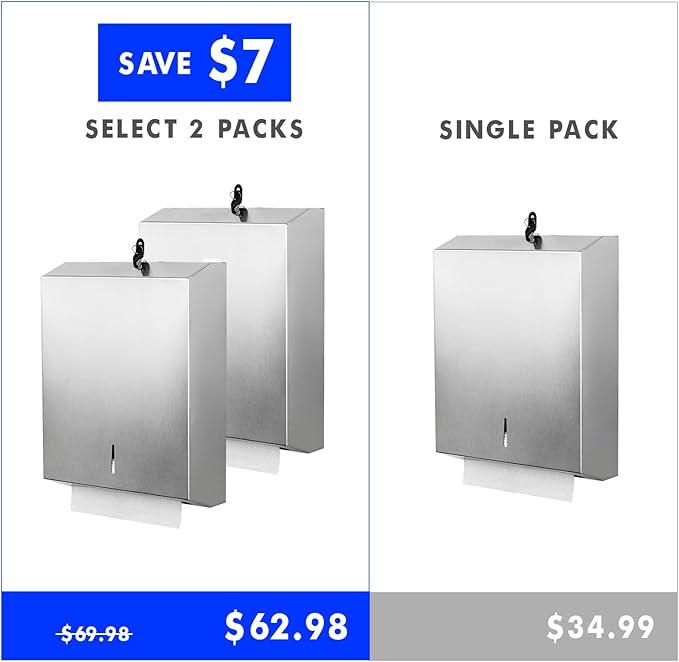 2 Packs Paper Towel Dispenser Wall Mount Commercial, Touchless Hand Towel - Image 2