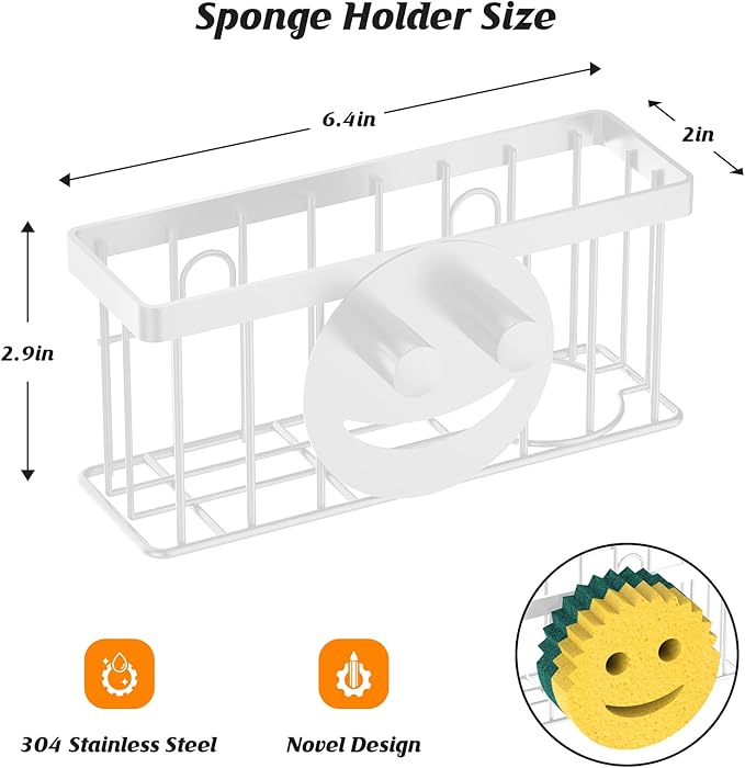 MURLONG Sponge Holder Smiley Face, Sink Caddy, Kitchen Organizer - Image 2