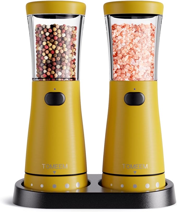 Electric Salt and Pepper Grinder Set by Tomeem