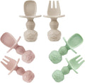 PandaEar 6 Pack Silicone Baby Spoons and Fork Feeding Set- Anti-Choke First by PandaEar