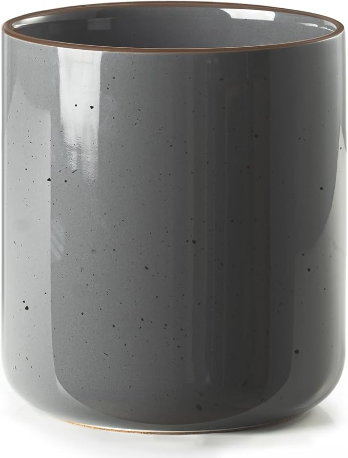 getstar Large Utensil Holder for Kitchen Counter, 7.2" Grey Ceramic Utensils by Getstar