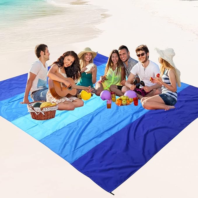 WIWIGO Beach Blanket Waterproof Sandproof Beach Mat 79" X 83"/10'x9'for 2-8 - Image 6