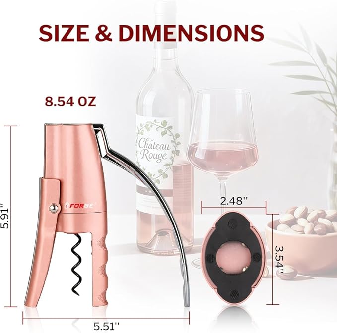 Forge Quality Compact Vertical Lever Corkscrew Wine Opener - Image 8