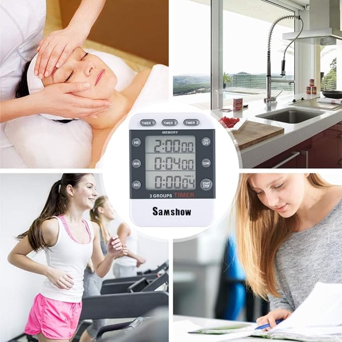 Digital Kitchen Timer Dual Timers 3 Channels Count UP/Down Cooking Timer Large - Image 8
