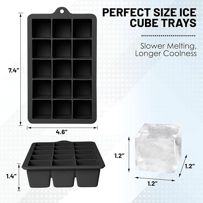Silicone Ice Cube Trays 3Packs, Easy Release Ice Cube Molds - Image 2