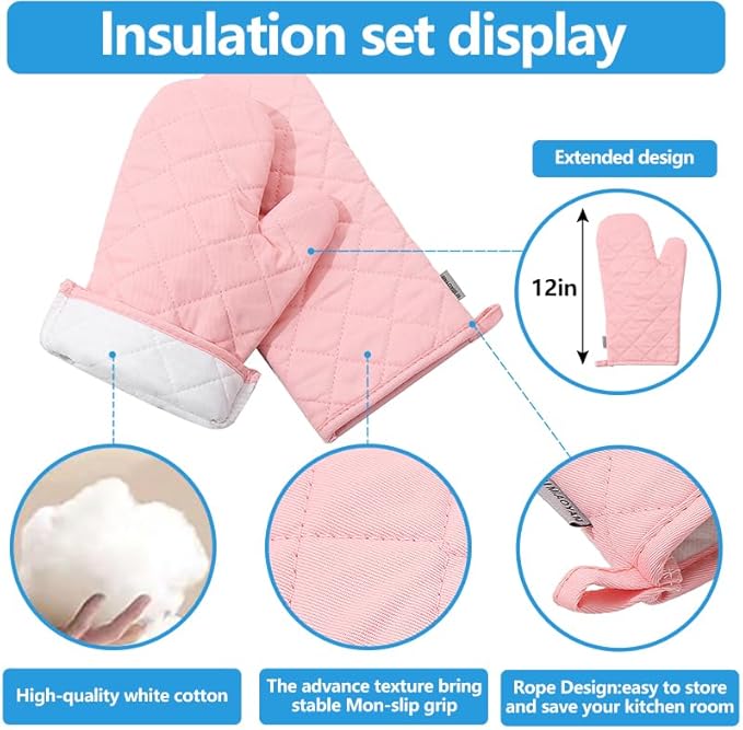 Oven Mitts and Pot Holders 4 pcs Set, High Heat Resistant 500 Degree Extra - Image 3