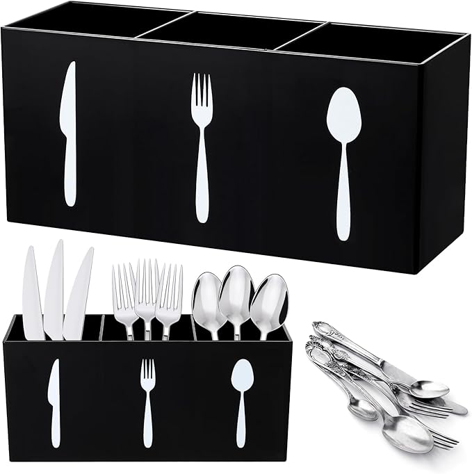 Suzile Acrylic Cutlery Storage Organizer Bin Silverware Caddy Countertop Knife by Suzile