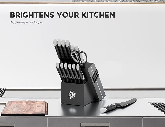 Knife Set - 15 PCS Kitchen Knife Set - Stainless Steel Knife Block Set - - Image 4
