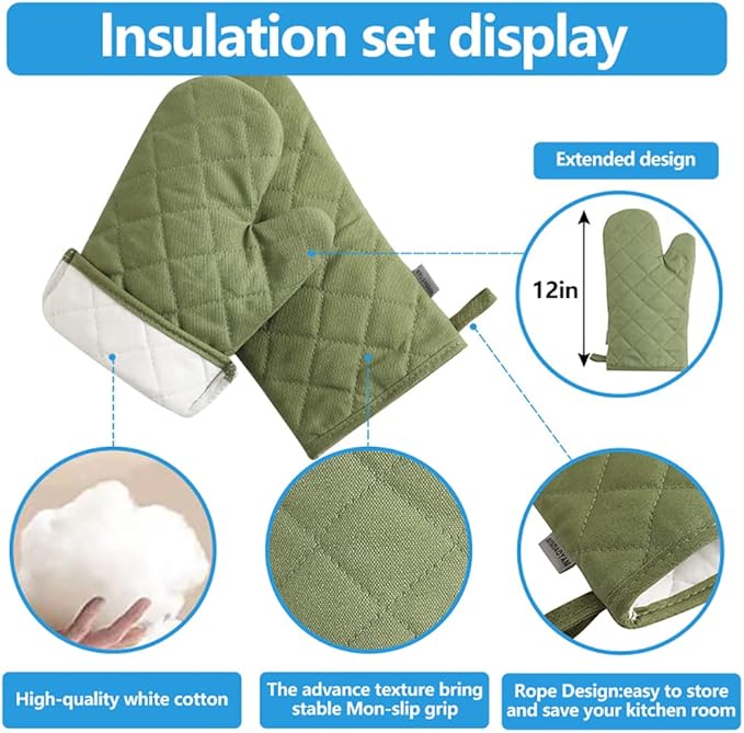 Oven Mitts and Pot Holders 4 pcs Set, High Heat Resistant 500 Degree Extra - Image 4