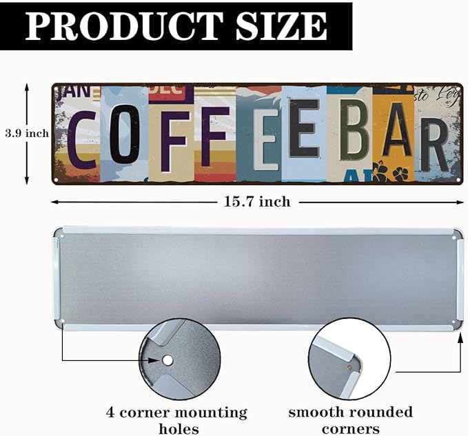 Coffee Bar Sign for Coffee Bar Decor, Retro Tin Metal Sign, Rustic Farmhouse - Image 2