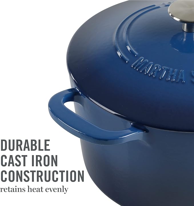 MARTHA STEWART Gatwick 7-Quart Enamel Cast Iron Dutch Oven Pot - Image 7