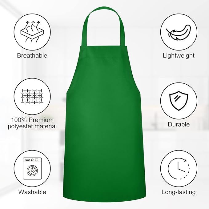 Foaincore Bib Aprons, Unisex Apron No Pocket Bulk Machine Washable Plain Aprons - Image 3
