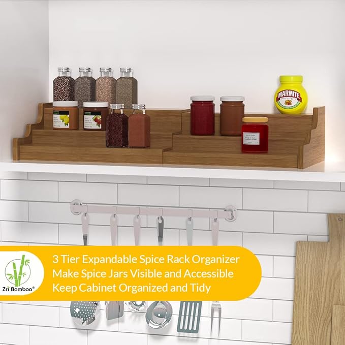 Bamboo Spice Rack Cabinet Organizer - Image 2