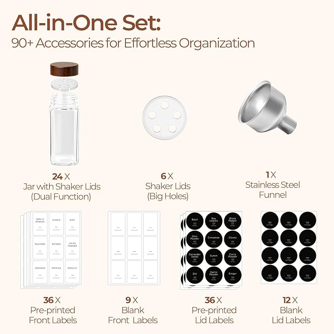 ComSaf 24Pcs Glass Spice Jars - Image 7
